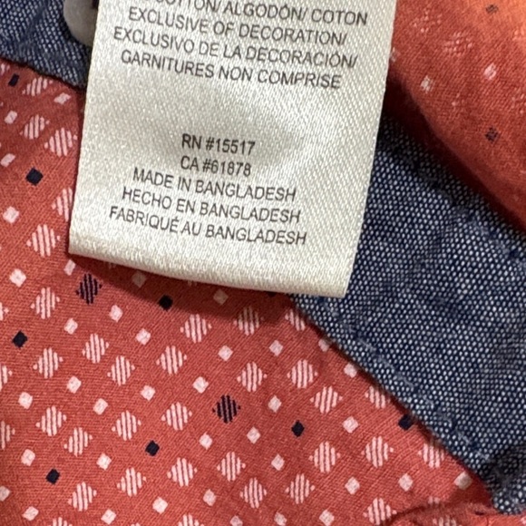 Ben Sherman boys Brick Red Patterned Button Down long sleeve dress shirt size 5 - Picture 3 of 7